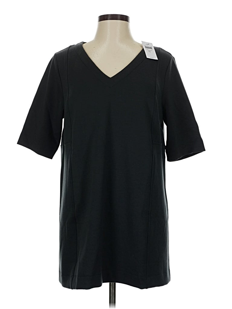 Purejill Short Sleeve Top Gray V Neck Tops