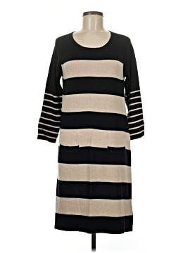 Robe August Silk Knits - Taille S, Noir Et Argent - Style Mini à Manches Longues
