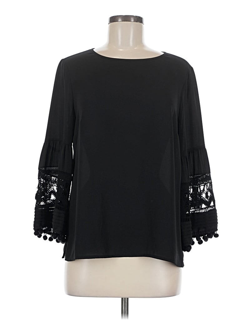 Pre-owned Pale Sky 3/4 Sleeve Blouse In Black