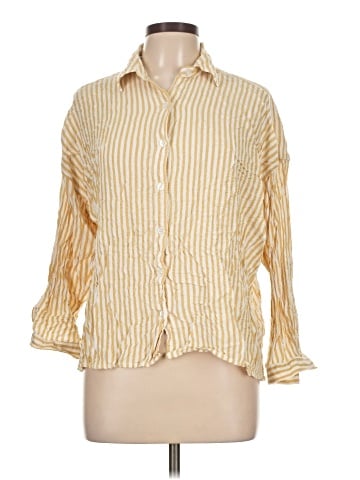 Max Studio 3/4 Sleeve Button-Down Shirt (view 1)