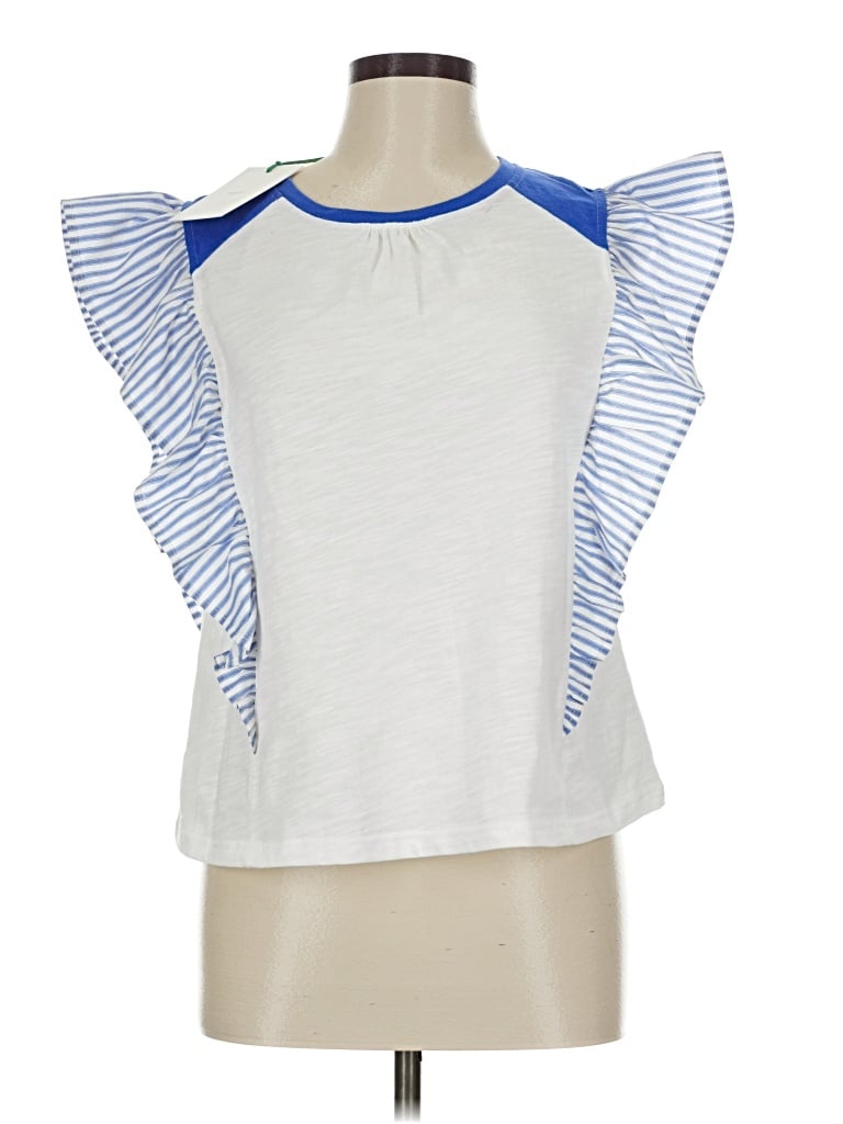 Voy Short Sleeve Top White Ruffles Neckline Tops