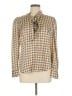 Ann Taylor 100% Polyester Plaid Tan Long Sleeve Blouse Size 6 - photo 1