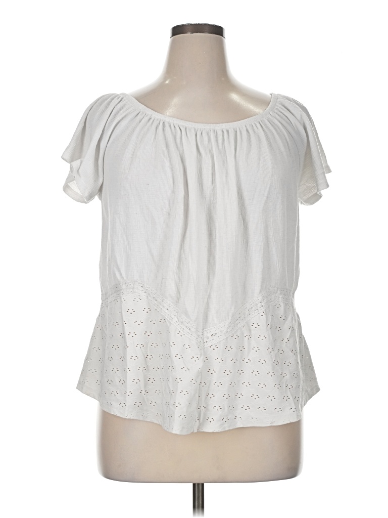 Pre-owned Daytrip Short Sleeve Blouse In White