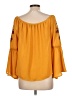 Blue Rain 100% Polyester Yellow 3/4 Sleeve Blouse Size L - photo 2