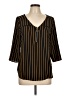 Unbranded Stripes Black 3/4 Sleeve Blouse Size L - photo 1