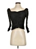 Something Navy 100% Polyester Black 3/4 Sleeve Top Size S - photo 1