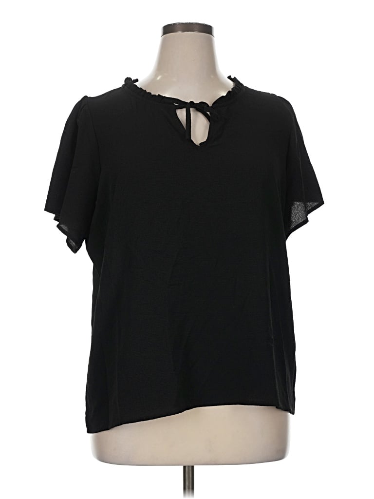 Pre-owned Daytrip Short Sleeve Blouse In Black