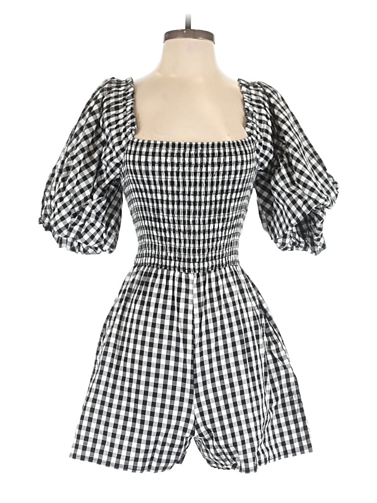 Pre-owned Self Contrast Romper In Black