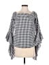 MLM 100% Polyester Houndstooth Silver 3/4 Sleeve Blouse Size M - photo 1
