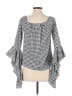MLM 100% Polyester Houndstooth Silver 3/4 Sleeve Blouse Size M - photo 2