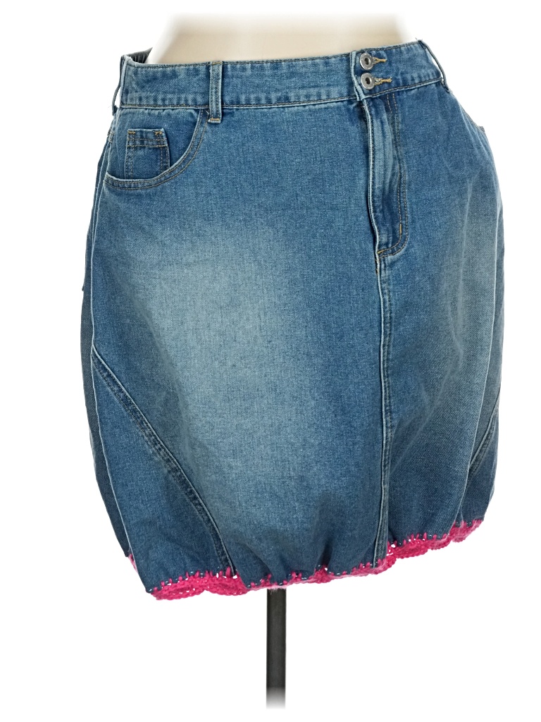 BLOOMCHIC Denim Skirt: Blue Bottoms - Size 16