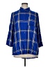 Cato 100% Rayon Plaid Blue 3/4 Sleeve Button-Down Shirt Size XL - photo 1