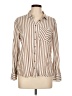 Unbranded 100% Rayon Stripes Brown Long Sleeve Button-Down Shirt Size L - photo 1