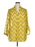Tacera 100% Polyester Chevron-herringbone Yellow 3/4 Sleeve Blouse Size XL - photo 1