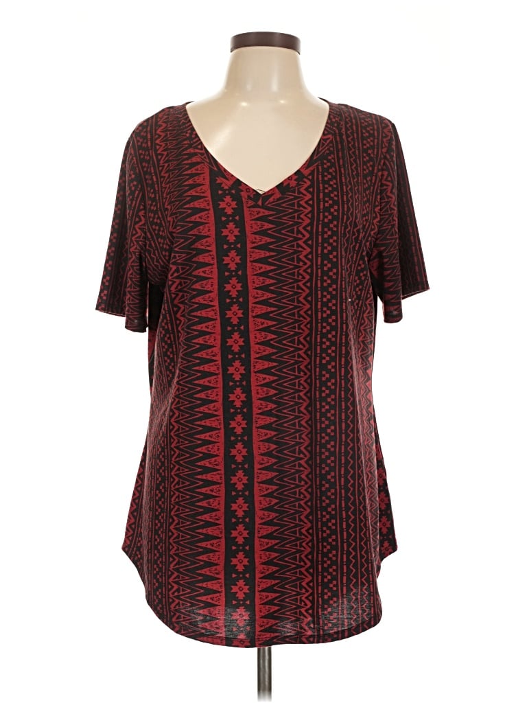 Pre-owned Lularoe Short Sleeve Blouse In Burgundy