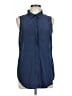 Max Studio Blue Sleeveless Button-Down Shirt Size L - photo 1