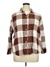 Old Navy 100% Cotton Plaid Brown 3/4 Sleeve Button-Down Shirt Size XL - photo 1