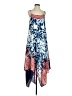 Boston Proper Print Blue Casual Dress Size 2 - photo 1