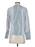 Halogen 100% Cotton Stripes Green White Long Sleeve Blouse Size S (petite) - photo 2
