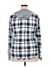 Daytrip 100% Polyester Plaid Silver Blue Long Sleeve Blouse Size XXL - photo 2