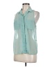Double Zero 100% Polyester Teal Sleeveless Blouse Size M - photo 2