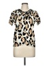 WD.NY Animal Print Tan Short Sleeve Top Size M - photo 1