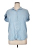Per Se Blue Short Sleeve Blouse Size XL - photo 1
