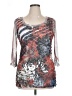Cubism 100% Polyester Red 3/4 Sleeve Top Size XL - photo 1