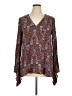 Signature Studio 100% Polyester Paisley Brown Long Sleeve Blouse Size XL - photo 1