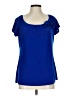 Liz McCoy Blue Short Sleeve Blouse Size L - photo 1