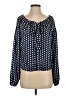 Line & Dot 100% Polyester Blue Long Sleeve Blouse Size S - photo 1