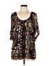 Single 100% Polyester Black Brown Short Sleeve Blouse Size L - photo 1