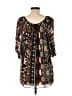 Single 100% Polyester Black Brown Short Sleeve Blouse Size L - photo 2