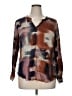Tribal Color Block Brown Long Sleeve Blouse Size XL - photo 1