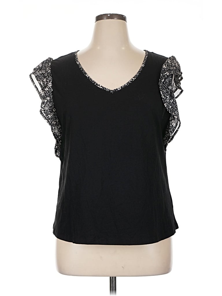 Pre-owned Angels Short Sleeve Top Black Sweetheart Neckline Tops