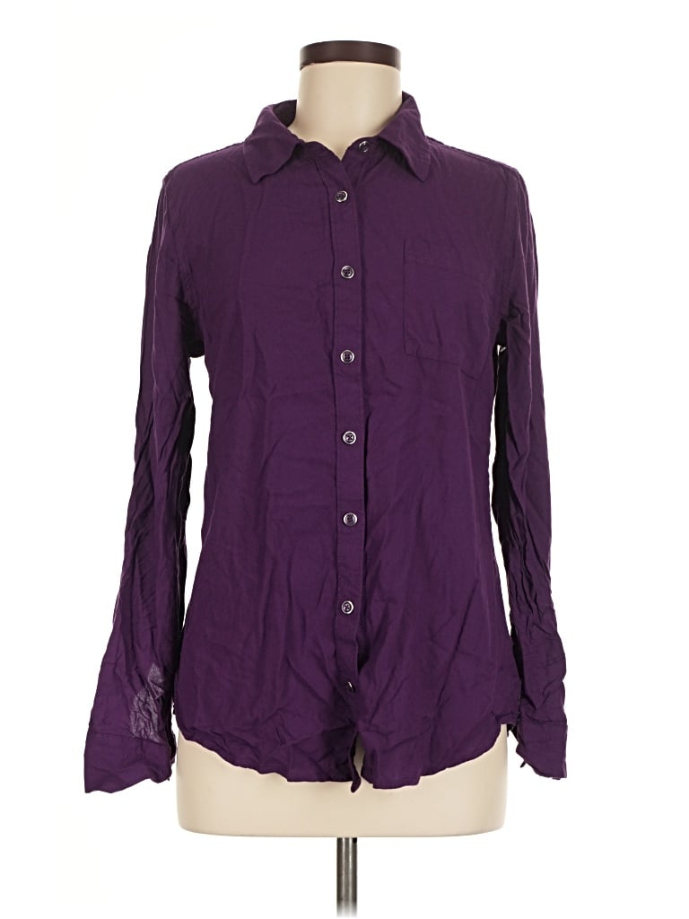 Pre-owned White Stag Long Sleeve Button Down Shirt In Purple