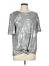 Como Blu Metallic Silver Short Sleeve Top Size L - photo 1