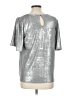 Como Blu Metallic Silver Short Sleeve Top Size L - photo 2