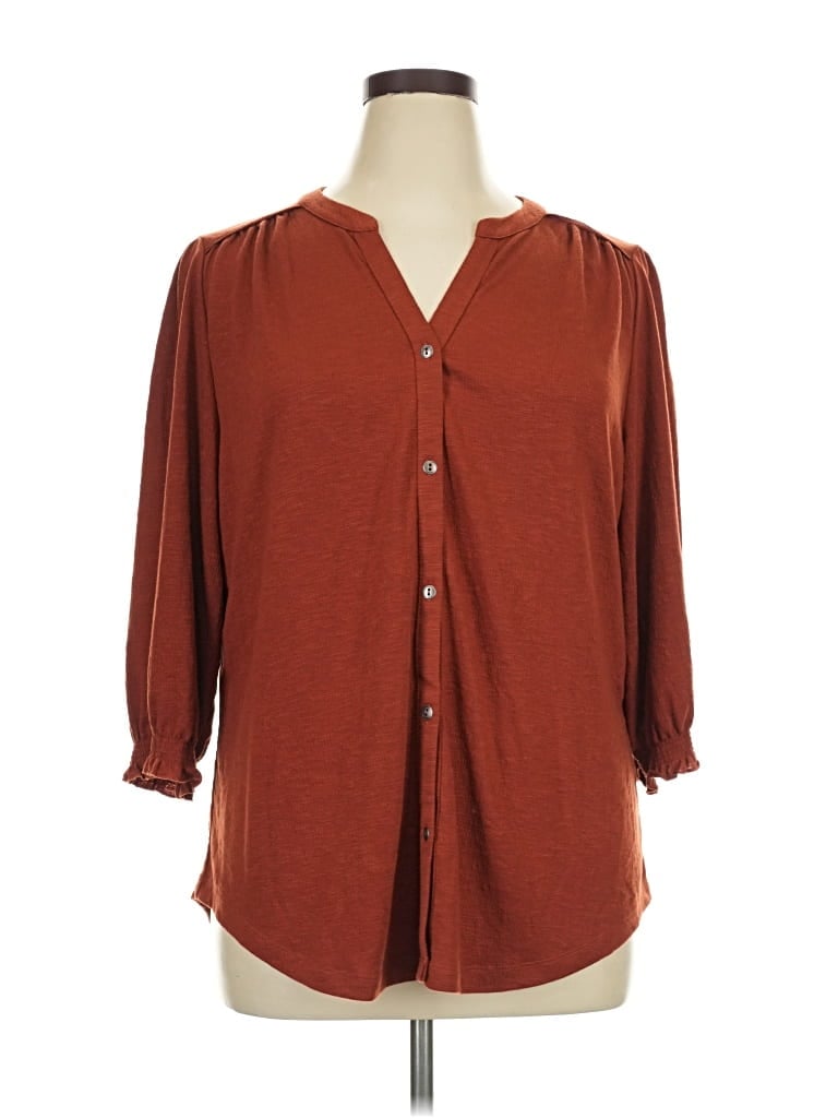Cj Banks 3/4 Sleeve Blouse In Orange