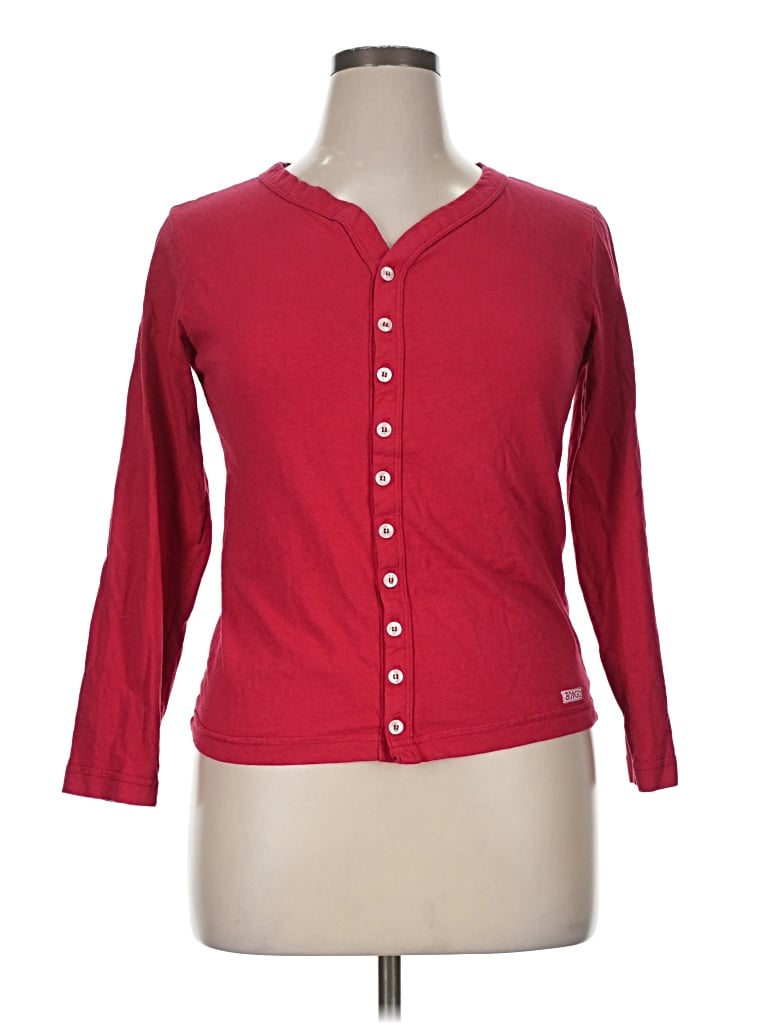 Pre-owned Bongo Long Sleeve Henley Shirt In Red