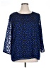 Long Tall Sally Polka Dots Blue 3/4 Sleeve Blouse Size 16 - photo 1