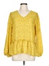 Pleione 100% Polyester Yellow Long Sleeve Blouse Size L - photo 1