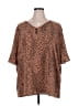 Unbranded 100% Polyester Brown Short Sleeve Blouse Size 5X - photo 1