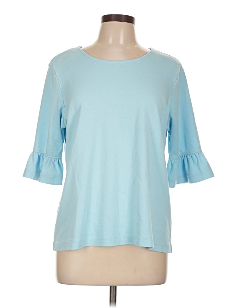 Pre-owned Blair 3/4 Sleeve Top Blue Boatneck Tops