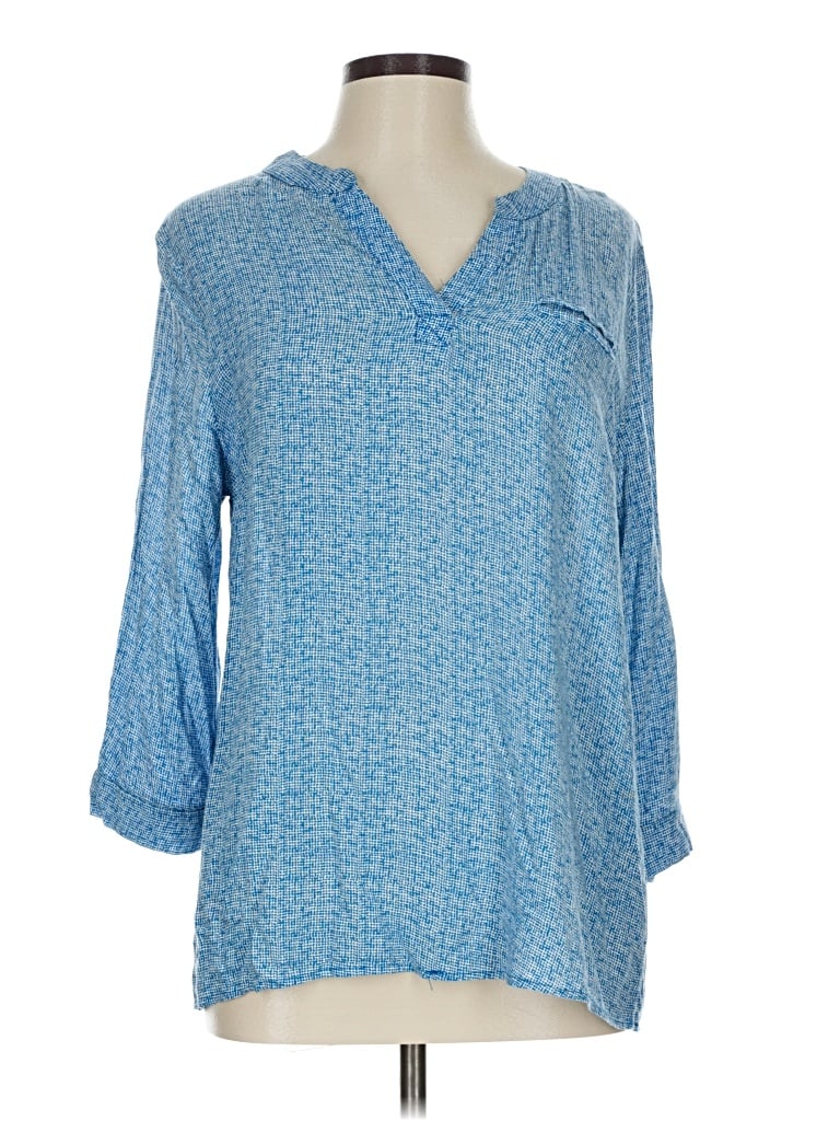 Pre-owned Anne Carson 3/4 Sleeve Blouse In Blue