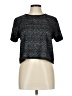 Bar III Metallic Gray Silver Short Sleeve Top Size L - photo 1