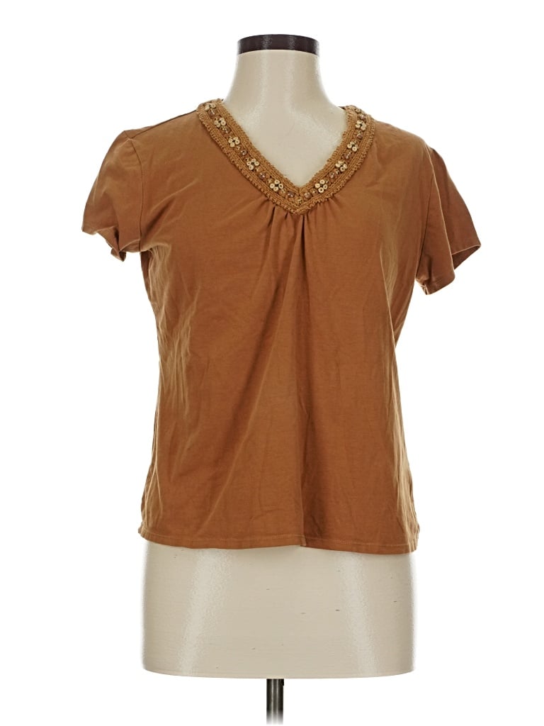Pre-owned Ruby Rd. Short Sleeve T-shirt In Brown