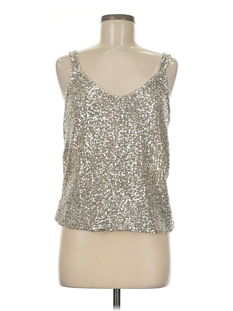 Pre-owned Daytrip Tank Top Silver Strapless Neckline Tops