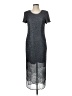 Scala 100% Silk Metallic Silver Blue Cocktail Dress Size M - photo 1