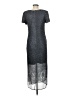Scala 100% Silk Metallic Silver Blue Cocktail Dress Size M - photo 2